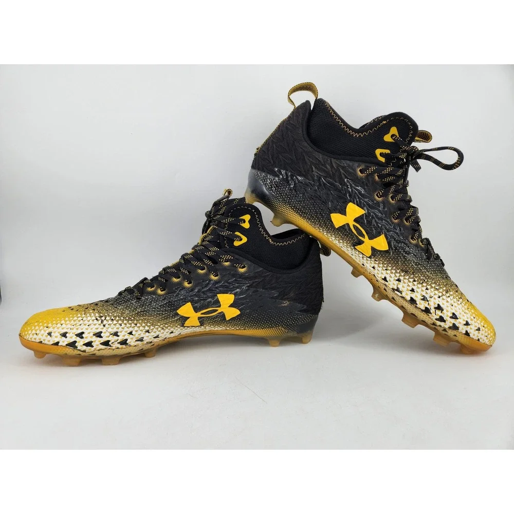 Under Armour Spotlight Clone 3.0 MC Football Cleats Sz 13 Black Gold 3026334-003